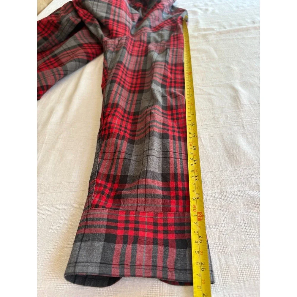 J Crew Mens XL Button Down Shirt Red Gray Plaid Cotton Long Sleeve